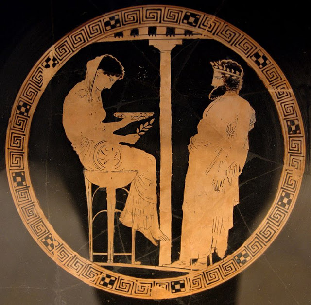 Aegeus consults with Themis, Oracle of Delphi. Circa 440–430 B.C.